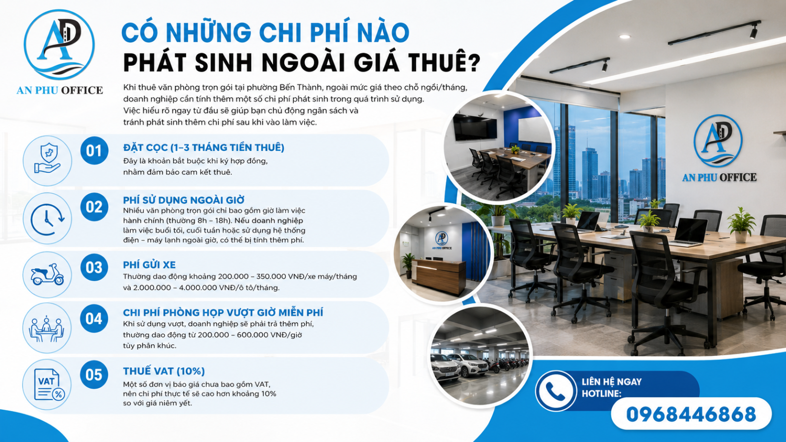 chi phi thue van phong tron goi