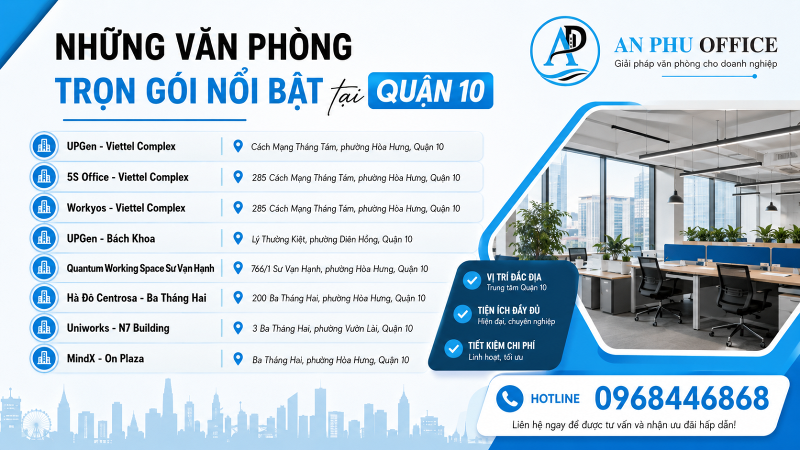 van phong tron goi quan 10 noi bat