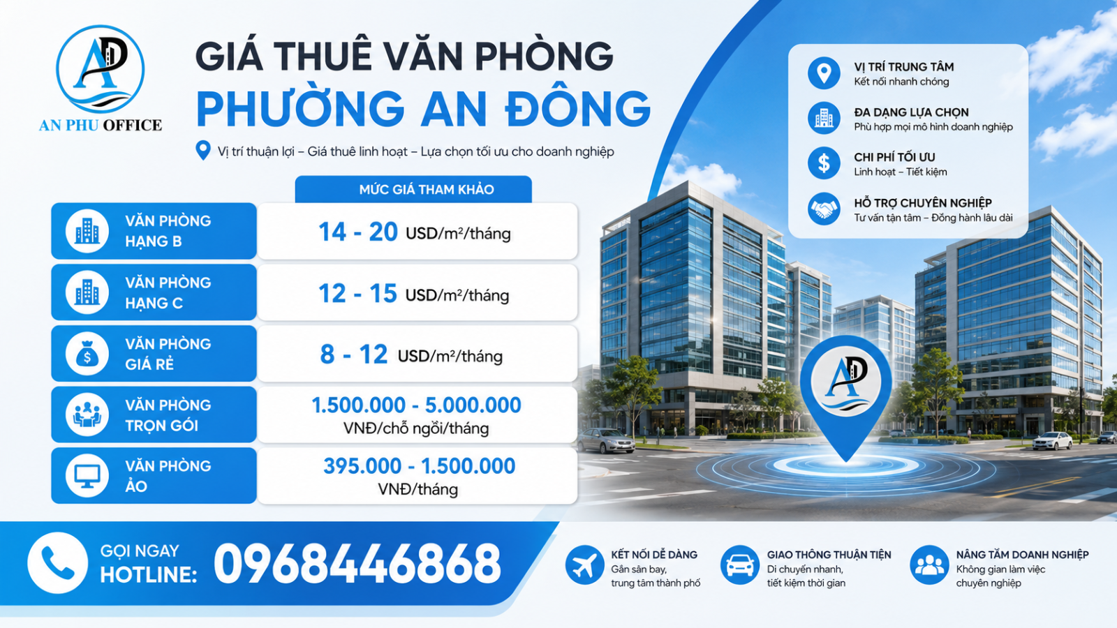 gia thue van phong phuong an dong