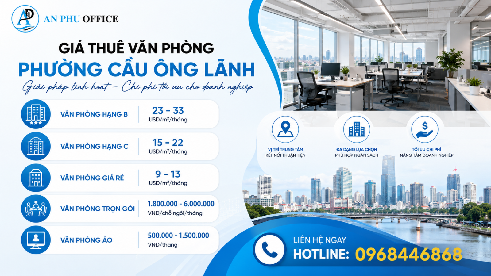 gia thue van phong phuong cau ong lanh