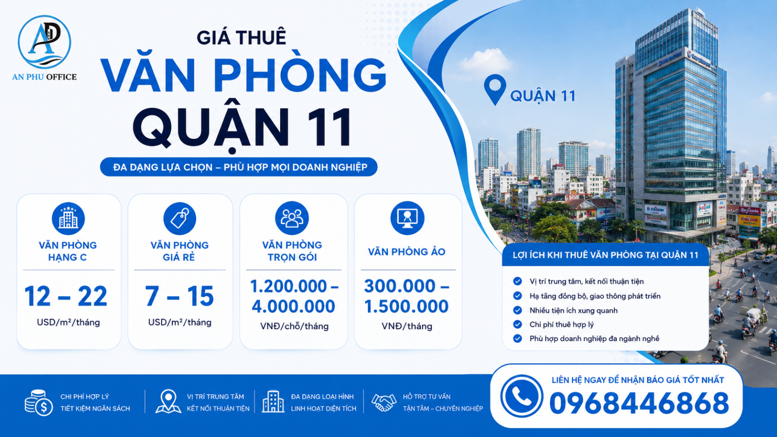gia thue van phong quan 11