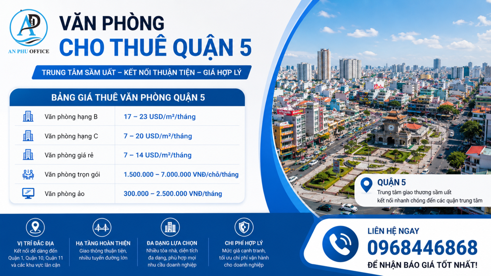gia thue van phong quan 5