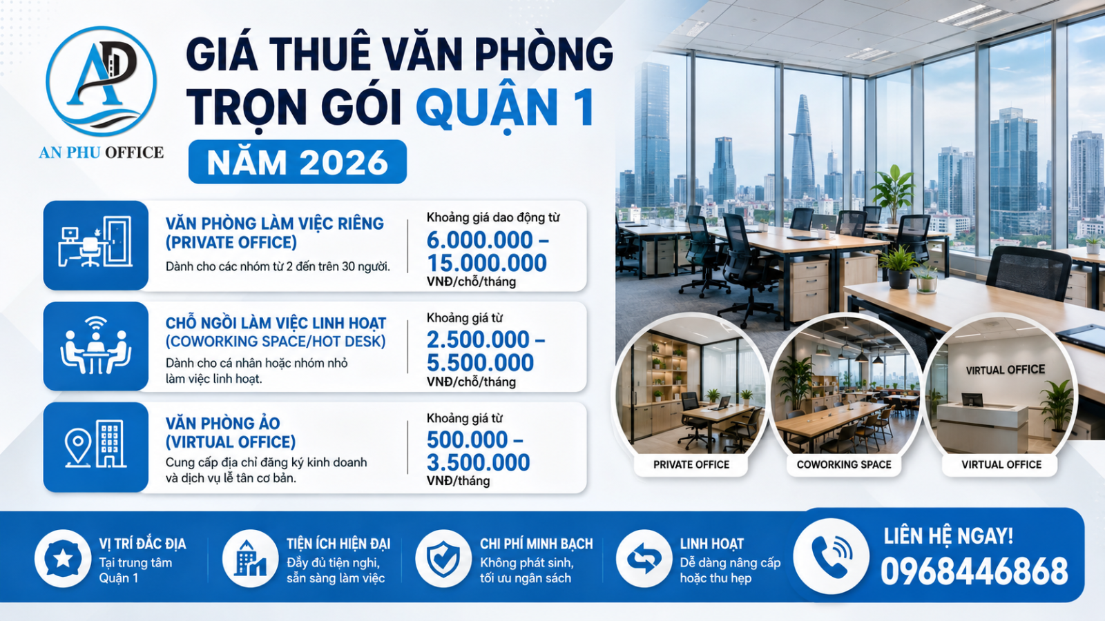 gia thue van phong tron goi quan 1