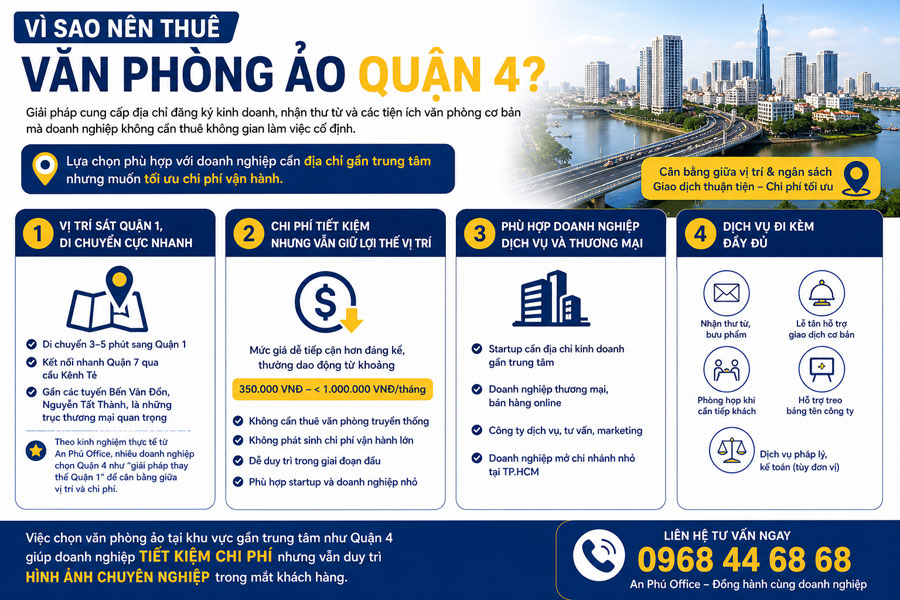 Vì sao nên chọn văn phòng ảo tại quận 4?