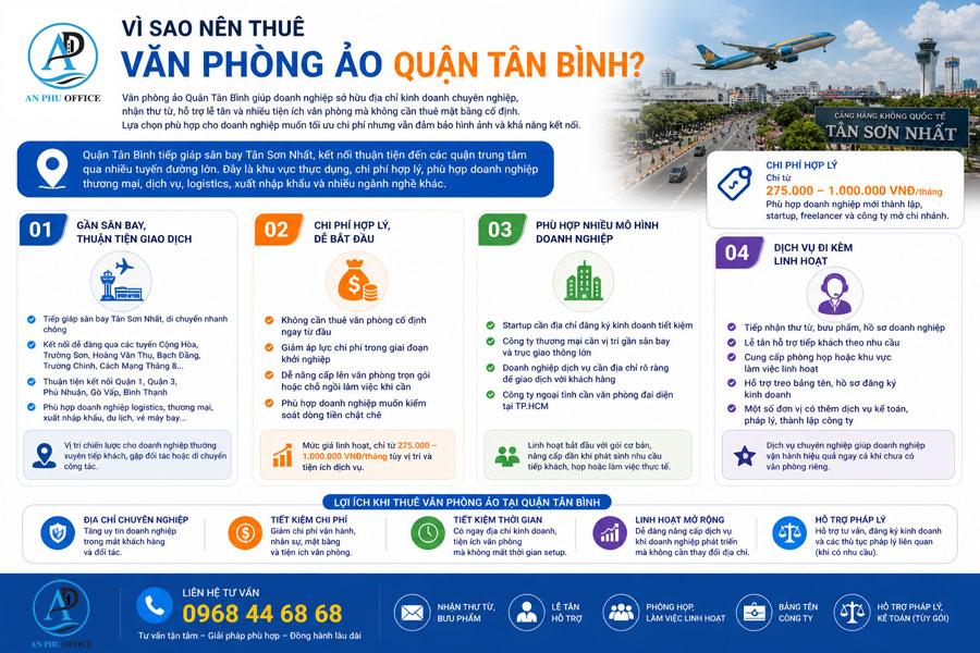 Vì sao nên thuê văn phòng ảo quận Tân Bình